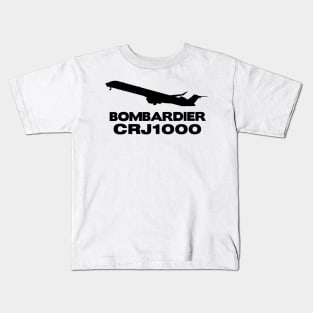 Bombardier CRJ1000 Silhouette Print (Black) Kids T-Shirt